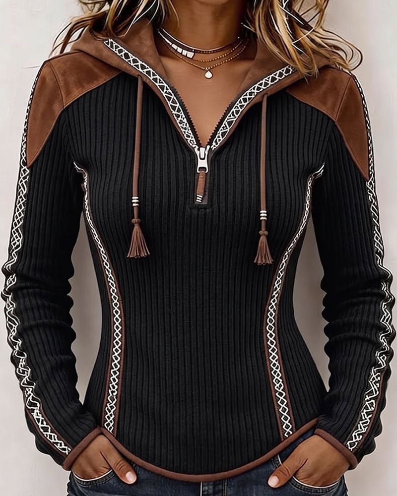 Seniya felpa con cappuccio e zip nero