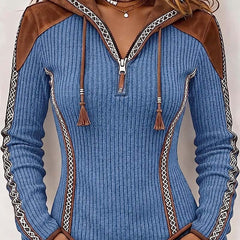 Seniya felpa con cappuccio e zip blu