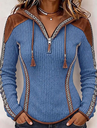 Seniya felpa con cappuccio e zip blu