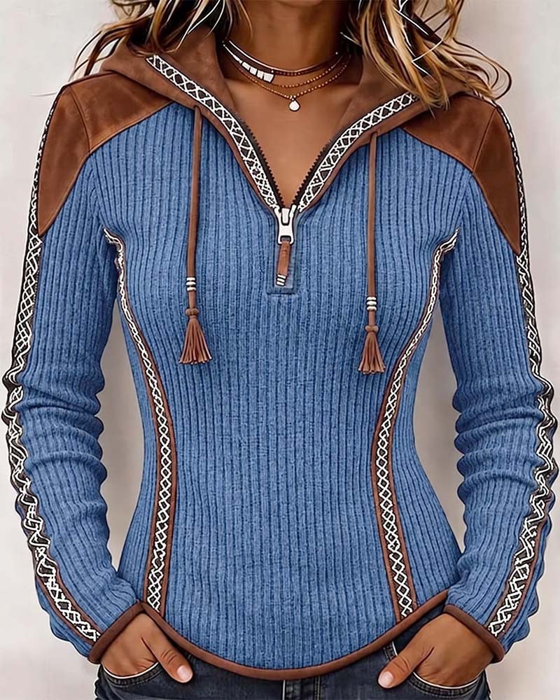 Seniya felpa con cappuccio e zip blu