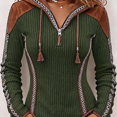 Seniya felpa con cappuccio e zip verde
