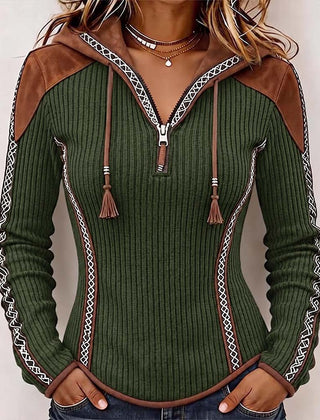 Seniya felpa con cappuccio e zip verde