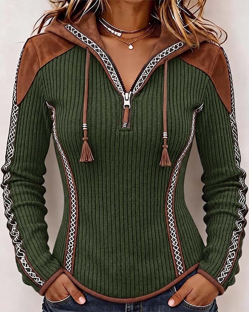 Seniya felpa con cappuccio e zip verde