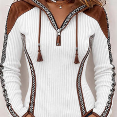 Seniya felpa con cappuccio e zip bianco