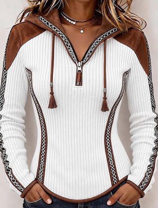 Seniya felpa con cappuccio e zip bianco